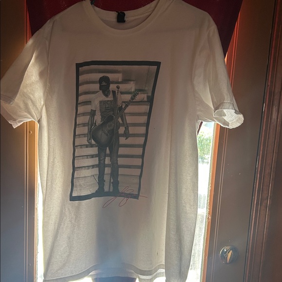 Very Important Tee Other - Luke Bryan White Graphic Tee with Guitarist Print